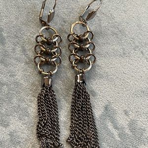 NWOT Edgy handcrafted chain drop earrings